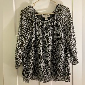 Vintage Cathy Daniels Blouse Black and White